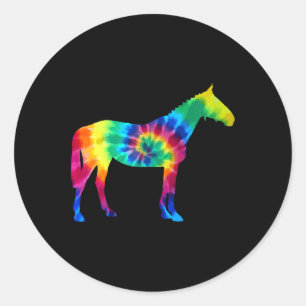 Pferd Tie Dye Vintage Hippie Reiten Reiter Pferde Runder Aufkleber