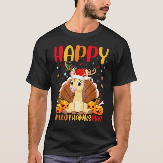Pferd Tier Glückliches Pferd Hellothanksmas T-Shirt (Vorderseite)
