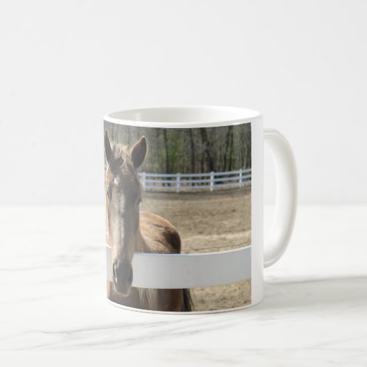Pferd trifft Sie am Zaun Kaffeetasse (VorderseiteRechts)
