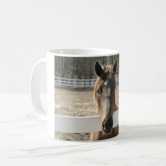 Pferd trifft Sie am Zaun Kaffeetasse (Vorderseite Links)
