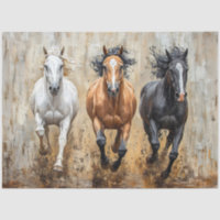 Pferd Trio Galopp Gemälde Decoupage