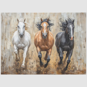 Pferd Trio Galopp Gemälde Decoupage Seidenpapier