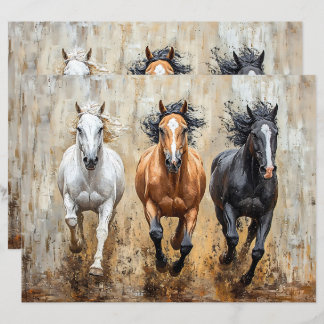 Pferd Trio Galopp Malerei Scrapbook Papier