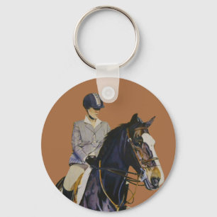Pferd u. Reiter an Horseshow rundem Schlüsselanhänger