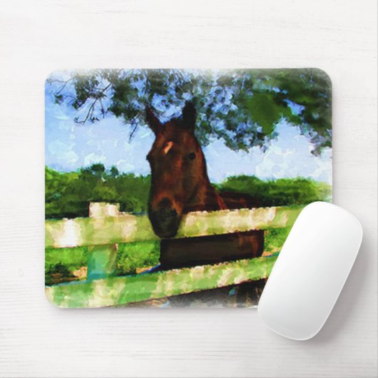Pferd über Zaun-Malerei Mousepad (Mit Mouse)