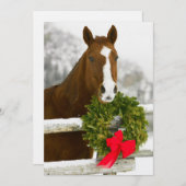 Pferd über Zaun schauen Einladung (Vorne/Hinten)