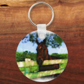 Pferd über Zaun Schlüsselanhänger (Vorderseite)