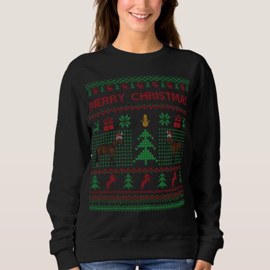 Pferd Ugly Weihnachten Sweater Horse Weihnachten Sweatshirt (Vorderseite)