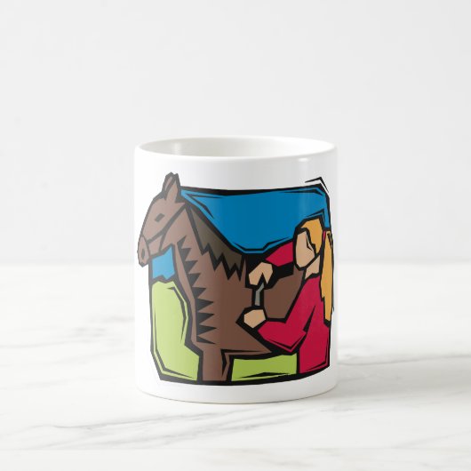 Pferd- und Bauernmädchen Kaffeetasse (Mittel)