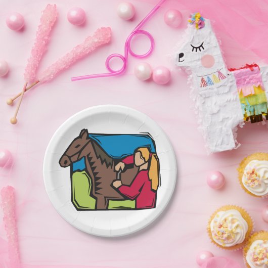 Pferd- und Bauernmädchen Pappteller (Party)