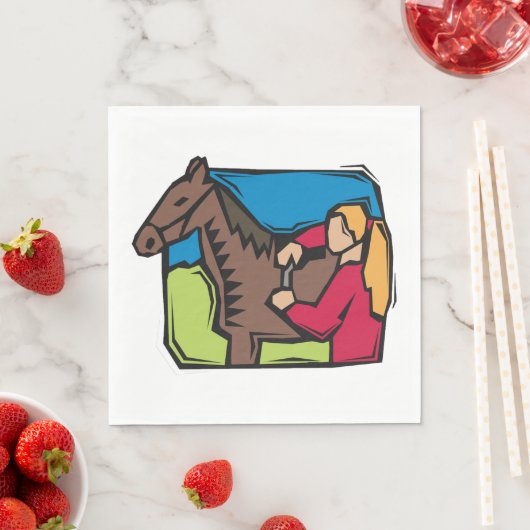 Pferd- und Bauernmädchen Serviette (Beispiel)