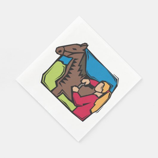 Pferd- und Bauernmädchen Serviette (Ecke)