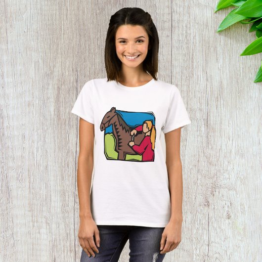 Pferd- und Bauernmädchen T-Shirt