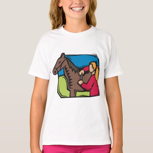 Pferd- und Bauernmädchen T-Shirt (Vorderseite)