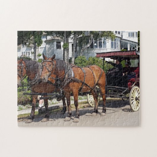 Pferd und Beförderung auf der Insel Mackinac MI Puzzle (Horizontal)
