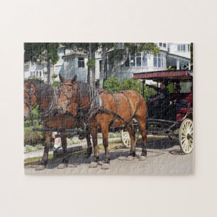 Pferd und Beförderung auf Mackinac Island MI Puzzle