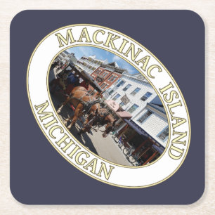 Pferd und Beförderung in der Innenstadt von Mackin Rechteckiger Pappuntersetzer