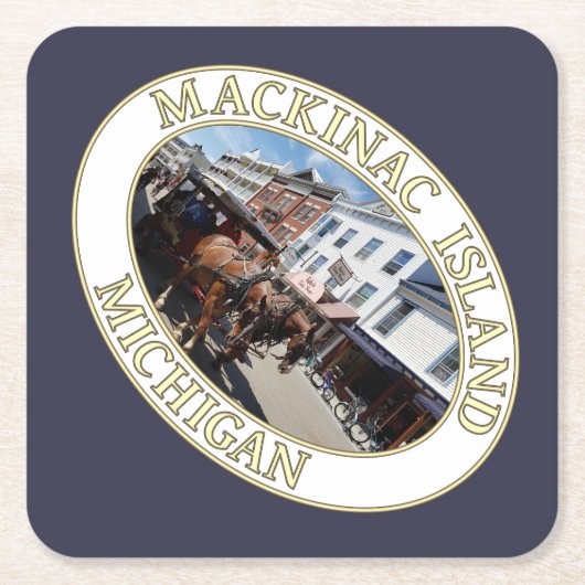 Pferd und Beförderung in der Innenstadt von Mackin Rechteckiger Pappuntersetzer (Vorderseite)