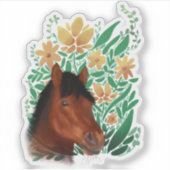 Pferd und Blume Aufkleber (Vorderseite)
