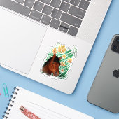 Pferd und Blume Aufkleber (Laptop mit iPhone)