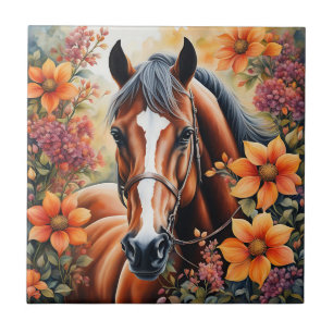 Pferd und Blume Fliese