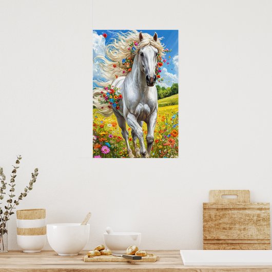 Pferd und Blume Poster (Küche)