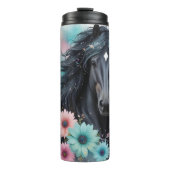 Pferd und Blume Thermosbecher (Vorderseite)