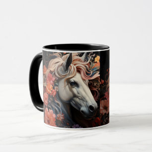 Pferd und Blumen, Reitergeschenk, Pferdereiten Tasse