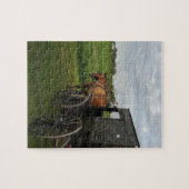 Pferd und Buggy im Sonnenuntergang Puzzle (Horizontal)