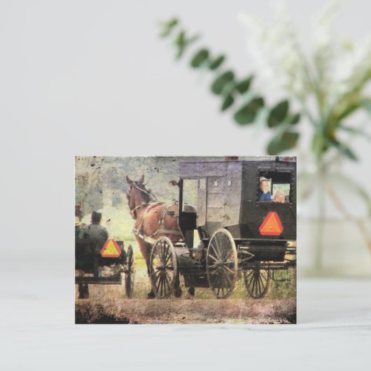 Pferd und Buggy Postkarte (Stehend Vorderseite)