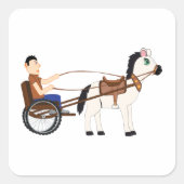 Pferd und Buggy Quadratischer Aufkleber (Vorderseite)