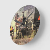 Pferd und Buggy Runde Wanduhr (Winkel)