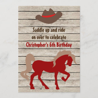 Pferd und Cowboy Hat Barn Wood Western Geburtstag Einladung