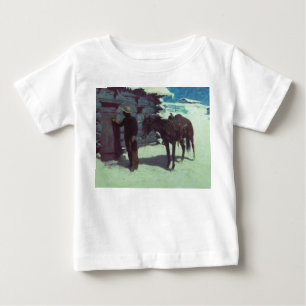 Pferd und Cowboy Winterschnee Baby T-shirt
