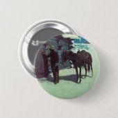 Pferd und Cowboy Winterschnee Button (Vorne & Hinten)