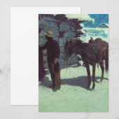 Pferd und Cowboy Winterschnee Einladung (Vorne/Hinten)