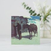 Pferd und Cowboy Winterschnee Einladung (Stehend Vorderseite)