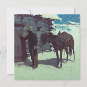 Pferd und Cowboy Winterschnee Einladung
