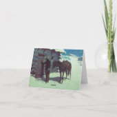 Pferd und Cowboy Winterschnee Einladung (Rückseite)