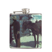 Pferd und Cowboy Winterschnee Flachmann (Vorderseite)