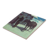 Pferd und Cowboy Winterschnee Fliese (Seite)