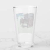 Pferd und Cowboy Winterschnee Glas (Rückseite)