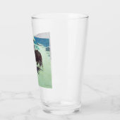 Pferd und Cowboy Winterschnee Glas (Links)