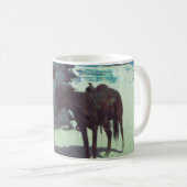 Pferd und Cowboy Winterschnee Kaffeetasse (VorderseiteRechts)