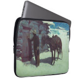 Pferd und Cowboy Winterschnee Laptopschutzhülle (Vorne Rechts)