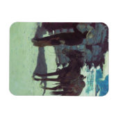Pferd und Cowboy Winterschnee Magnet (Horizontal)