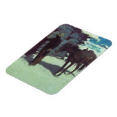 Pferd und Cowboy Winterschnee Magnet (Linke Seite)