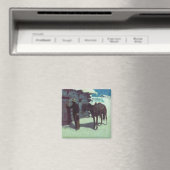 Pferd und Cowboy Winterschnee Magnet (In Situ (Geschirrspüler))
