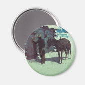 Pferd und Cowboy Winterschnee Magnet (Vorderseite/Rückseite)