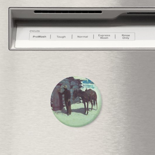 Pferd und Cowboy Winterschnee Magnet (In Situ (Geschirrspüler))